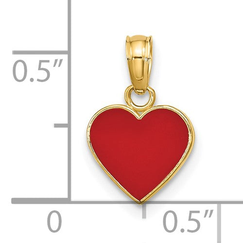 14k Yellow Gold Enameled Heart Charm