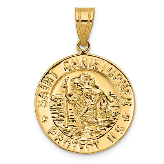 St. Christopher Medallion 14k Yellow Gold - 28 mm