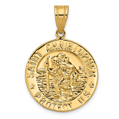 St. Christopher Medallion 14k Yellow Gold - 28 mm