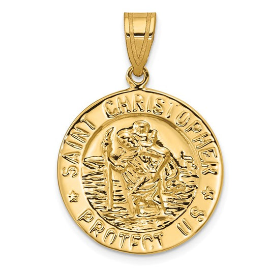 St. Christopher Medallion 14k Yellow Gold - 28 mm