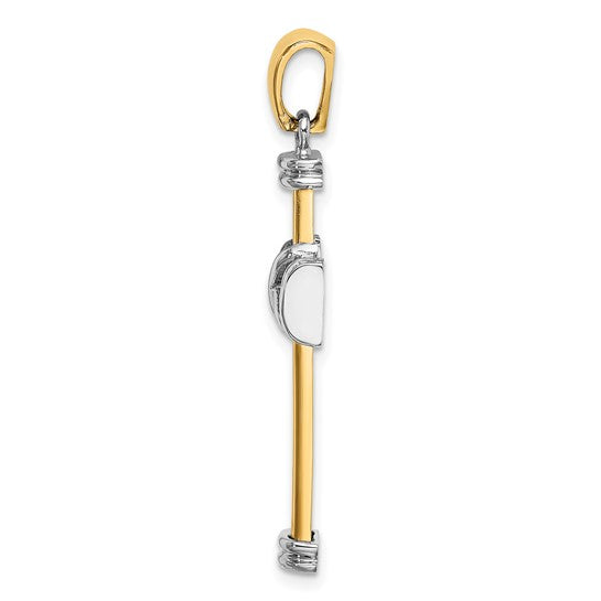 14k Two-Tone Gold Polished  'X' Cross Charm Pendant