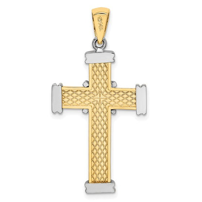 14k Two-Tone Gold Polished  'X' Cross Charm Pendant