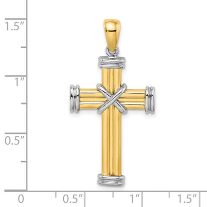 14k Two-Tone Gold Polished  'X' Cross Charm Pendant