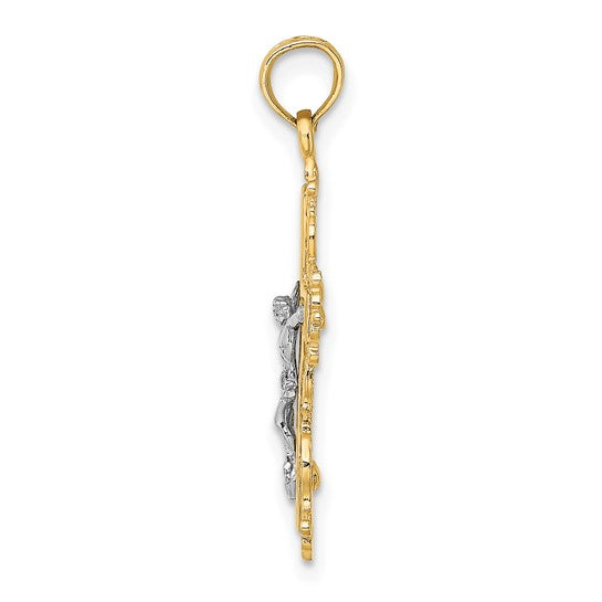 14k Two-Tone Crucifix Pendant