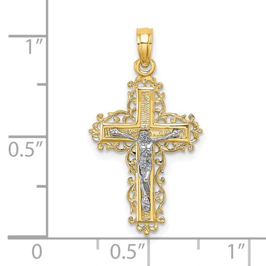 14k Two-Tone Crucifix Pendant