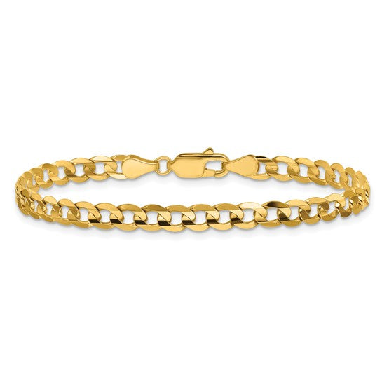 14k Open Concave Curb Link Bracelet 4.50mm