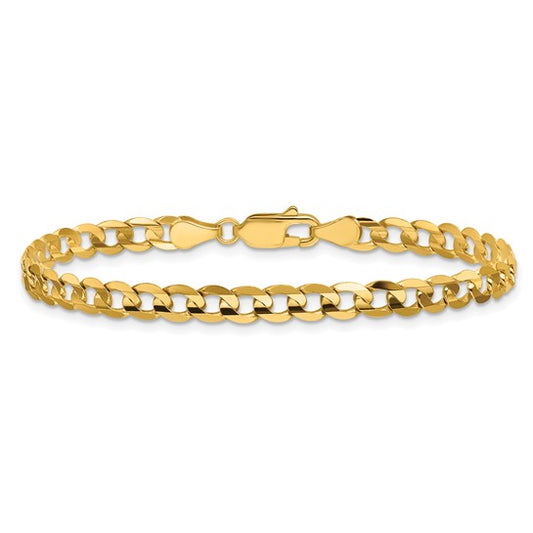 14k Open Concave Curb Link Bracelet 4.50mm