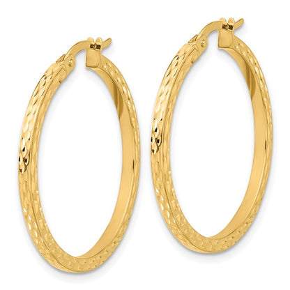 14k Diamond-Cut Round Hoop Earrings - 28 mm