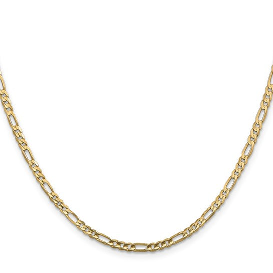 14k Yellow Gold Concave Open Figaro Chain - 3.00 mm