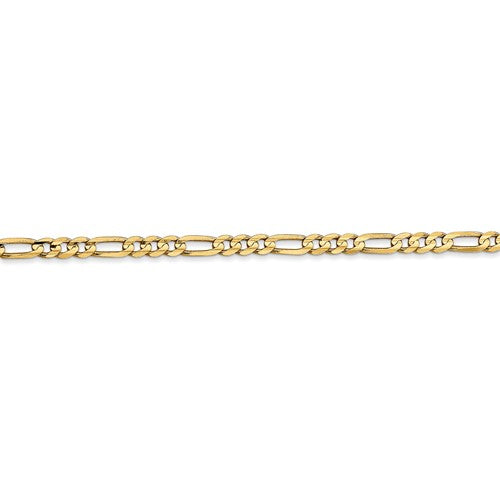 14k Yellow Gold Concave Open Figaro Link Bracelet - 3 mm