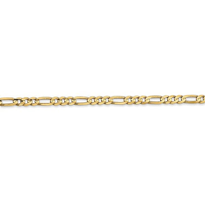 14k Yellow Gold Concave Open Figaro Link Bracelet - 3 mm