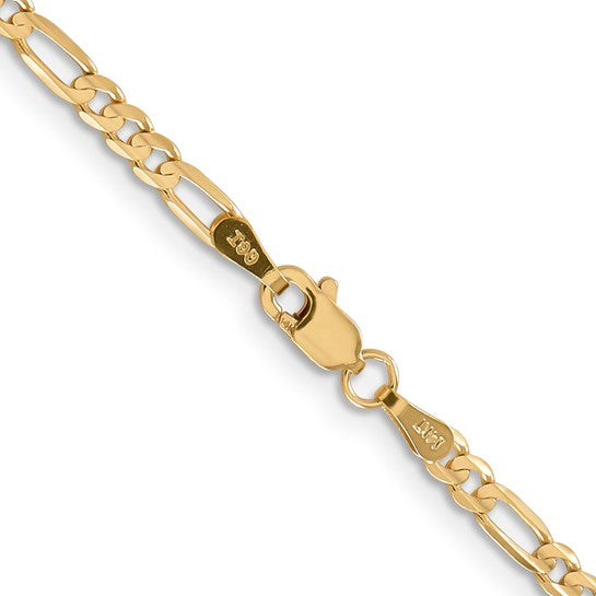 14k Yellow Gold Concave Open Figaro Chain - 3.00 mm