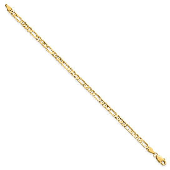 14k Yellow Gold Concave Open Figaro Bracelet - 4.00 mm