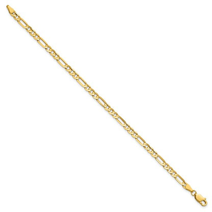 14k Yellow Gold Concave Open Figaro Bracelet - 4.00 mm