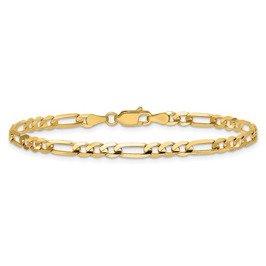 14k Yellow Gold Concave Open Figaro Bracelet - 4.00 mm