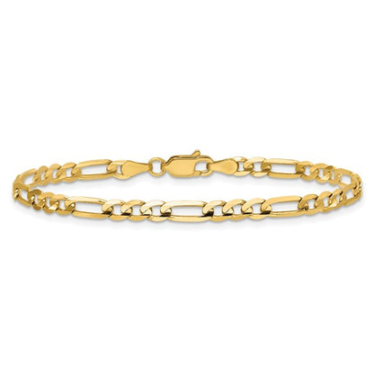 14k Yellow Gold Concave Open Figaro Bracelet - 4.00 mm
