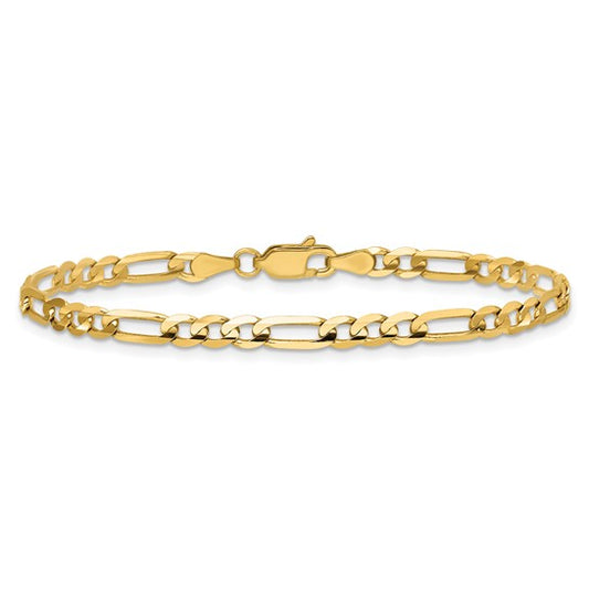 14k Yellow Gold Concave Open Figaro Bracelet - 4.00 mm