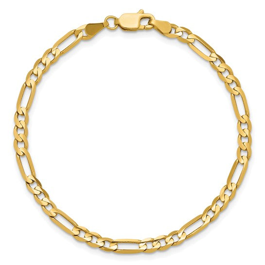 14k Yellow Gold Concave Open Figaro Bracelet - 4.00 mm