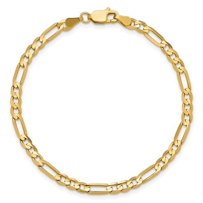 14k Yellow Gold Concave Open Figaro Bracelet - 4.00 mm