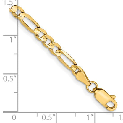 14k Yellow Gold Concave Open Figaro Bracelet - 4.00 mm