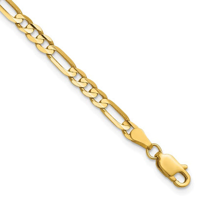 14k Yellow Gold Concave Open Figaro Bracelet - 4.00 mm