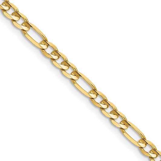 14k Yellow Gold Concave Open Figaro Chain - 4.00 mm