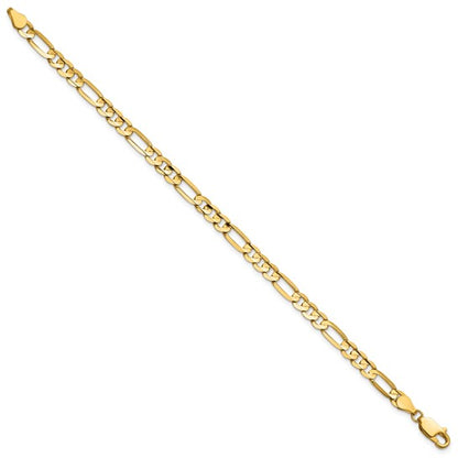 14k Concave Open Figaro Link Bracelet - 4.50mm