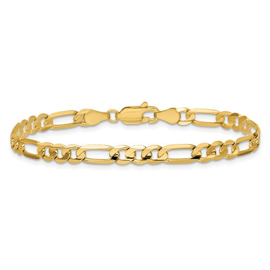 14k Concave Open Figaro Link Bracelet - 4.50mm