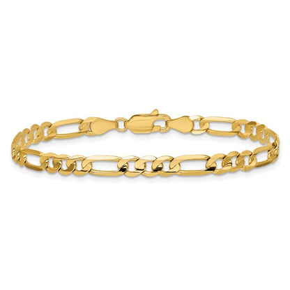 14k Concave Open Figaro Link Bracelet - 4.50mm