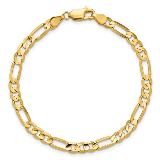 14k Concave Open Figaro Link Bracelet - 4.50mm