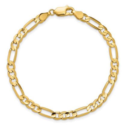 14k Concave Open Figaro Link Bracelet - 4.50mm