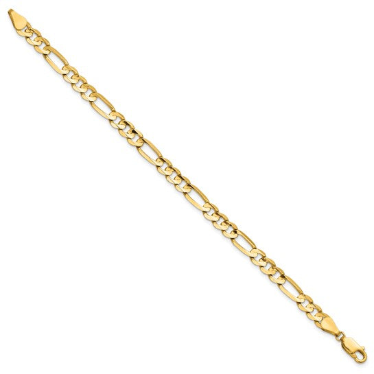14k Concave Open Figaro Link Bracelet - 5.50mm