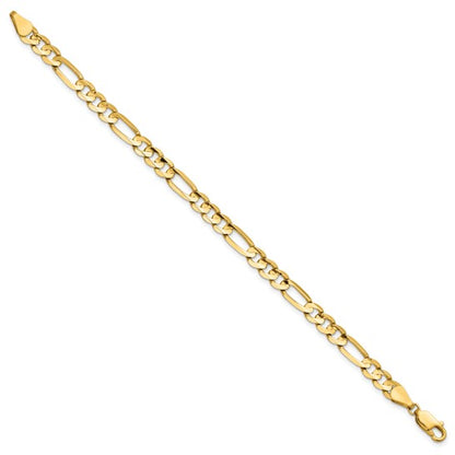 14k Concave Open Figaro Link Bracelet - 5.50mm
