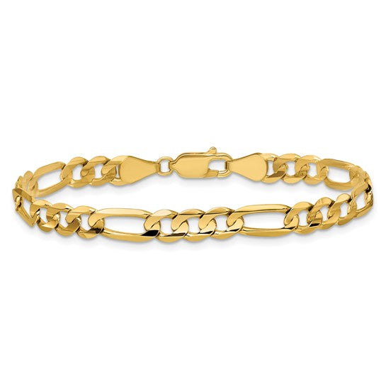 14k Concave Open Figaro Link Bracelet - 5.50mm