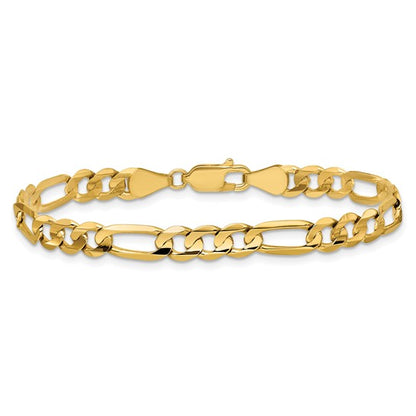 14k Concave Open Figaro Link Bracelet - 5.50mm
