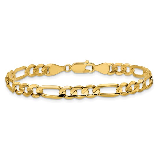 14k Concave Open Figaro Link Bracelet - 5.50mm