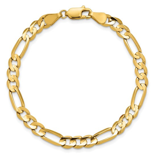 14k Concave Open Figaro Link Bracelet - 5.50mm