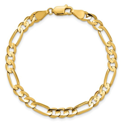 14k Concave Open Figaro Link Bracelet - 5.50mm