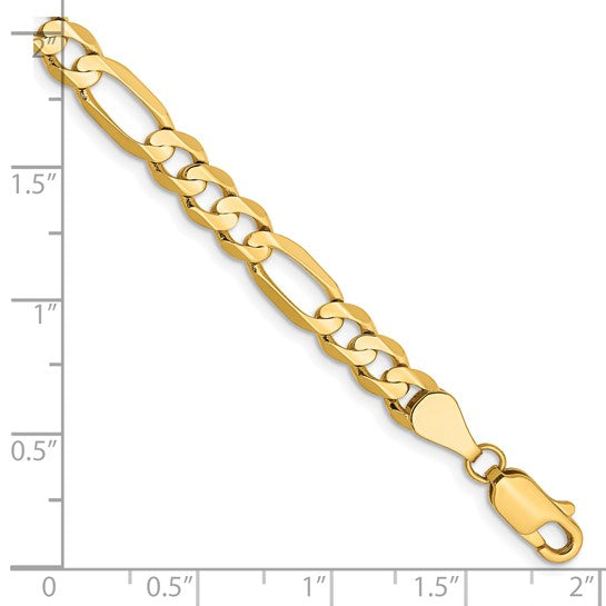 14k Concave Open Figaro Link Bracelet - 5.50mm