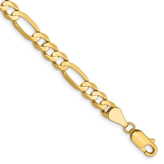 14k Concave Open Figaro Link Bracelet - 5.50mm