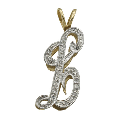 14k Yellow Gold Large Double-Plated Diamond Initial "L" Charm Pendant