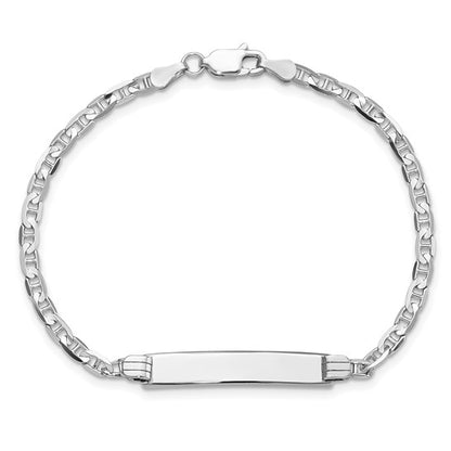 14k White Anchor Link ID Bracelet