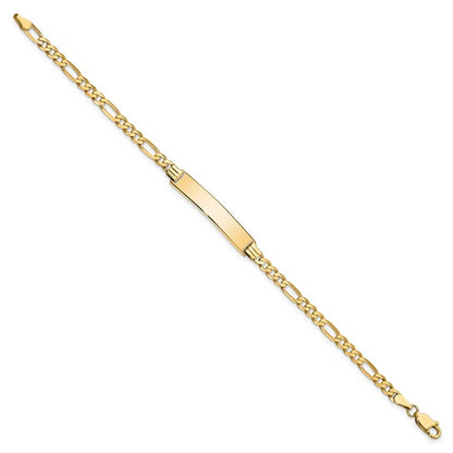 14k Flat Figaro Link ID Bracelet