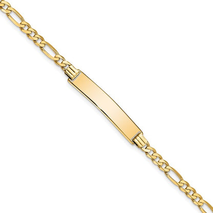 14k Flat Figaro Link ID Bracelet