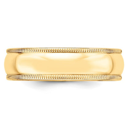 14k Milgrain Half Round Standard Wedding Bands - 6.00 mm