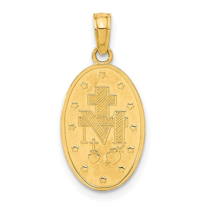 14k Yellow Gold Oval Polished & Satin Miraculous Medallion - 21.5 mm