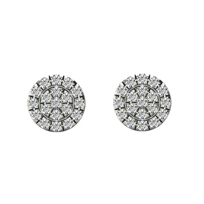 14k 2-Row Cluster Diamond Stud Earrings - 0.11ct TDW