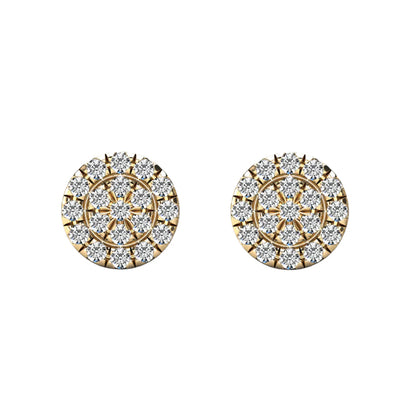 14k 2-Row Cluster Diamond Stud Earrings - 0.11ct TDW