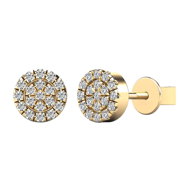 14k 2-Row Cluster Diamond Stud Earrings - 0.11ct TDW