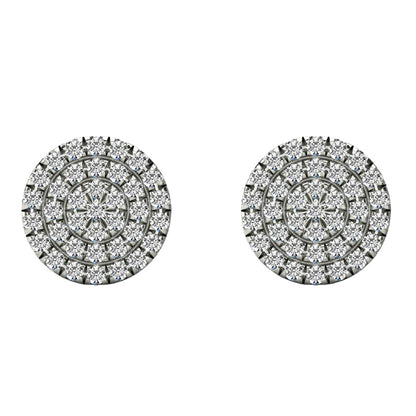 14k 3-Row Cluster Diamond Stud Earrings - 0.22ct TDW